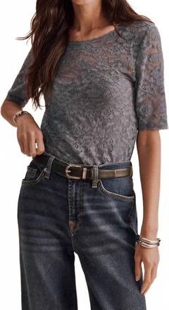 Splendid Skyler Stretch Lace Top In Ash Navy