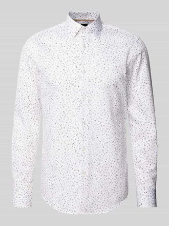 HUGO BOSS Regular Fit Freizeithemd mit Allover-Muster Modell Hank in Sand, Gr&ouml;&szlig;e 41