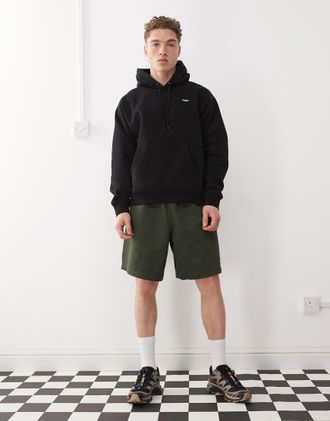 Obey Easy - Pantaloncini in twill verde scuro vestibilità comoda-Nero