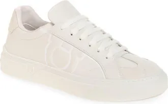 Ferragamo Thor Gancio Embossed Low Top Sneaker in Bianco 511 Bianco Ottico at Nordstrom, Size 10.5