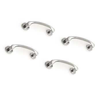 Emuca Lote De 4 Tiradores Curvo Con Rosetas De Di&aacute;metro 50mm Para Puertas Correderas, Aluminio, N&iacute;quel Satinado - Emuca