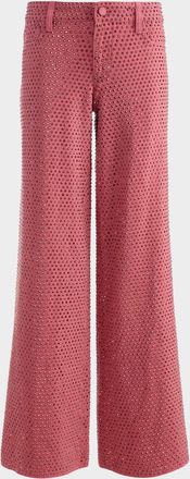 Alice & Olivia Amazing Embellished Wide-Leg Jeans