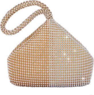 Babeyond Womens Rhinestone Clutch Evening Bags Sparkly Glitter Triangle Purse for 1920s Party Prom Wedding, Gold and Silver, One Size