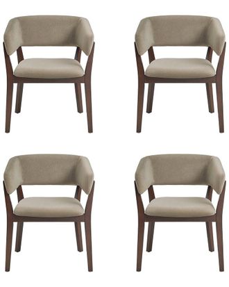 Manhattan Comfort Set Of 4 Blake Dining Armchairs With Beech Wood Legs