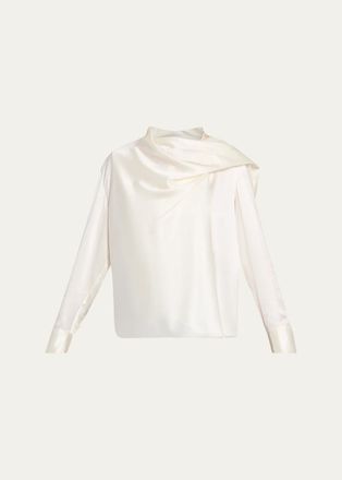 A.L.C. Nadine Draped Silk Scarf Top