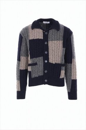 Thom Browne Patchwork Cable Knit Cardigan With Button-Up Front
