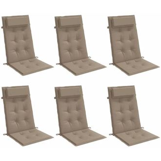 vidaXL Cojines De Silla Con Respaldo Alto 6 Uds Tela Oxford Gris Taupe Vidaxl