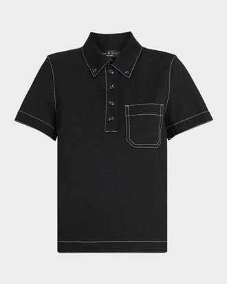 Rag & Bone Irina Contrast-Stitch Polo Top