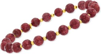 Canaria Canaria Ruby Bead Stretch Bracelet With 10kt Yellow Gold