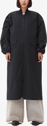 Ganni Black Tech Seersucker Oversized Shell Coat - Size XXS/XS