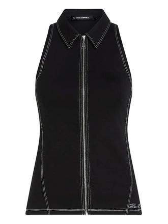 Karl Lagerfeld contrast-stitch sleeveless top - Black