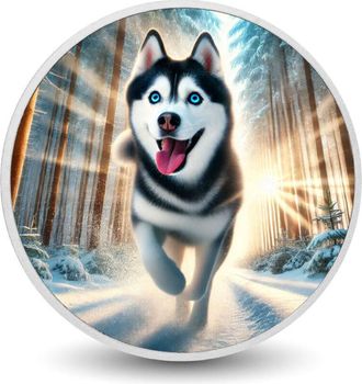 OEM Arctic Sprint: La Alegre Carrera De Un Husky Durante El Invierno (moneda De 1 Oz)