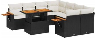 vidaXL Set De Sof&aacute;s De Jard&iacute;n 8 Piezas Y Cojines Rat&aacute;n Sint&eacute;tico Negro Vidaxl