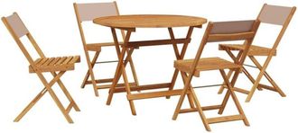 vidaXL vidaXL 5 Piece Garden Dining Set Taupe Fabric and Solid Wood