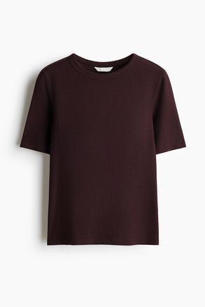 H&M Geripptes T-Shirt - Brown