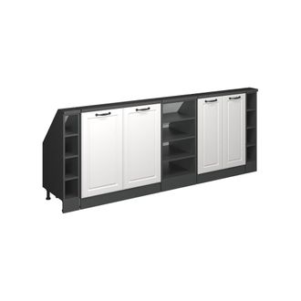 Vicco Armario De Cocina Para Techo Inclinado R-line, Casa De Campo Blanca/antracita, 210 Cm Lote De 5, Vicco