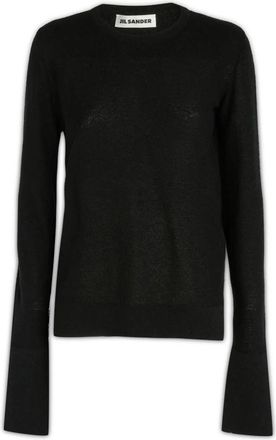 Jil Sander Ronde Hals Trui - Dames - Ronde hals truien - Zwart - S - Katoen - Truien & Vesten