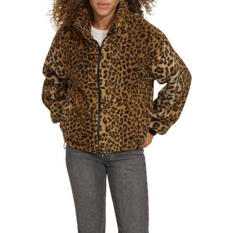 Levi's Zip Front Teddy Jacket in Leopard at Nordstrom Rack, Size Medium