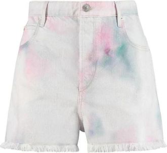 Isabel Marant Tie-Dye Fringe Katoenen Rok - Dames - Denim shorts - Veelkleurig - S - Katoen - Korte Broeken