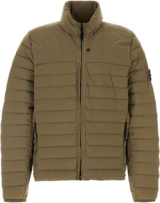 Stone Island Green Quilted Mock Collar Jacket