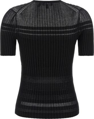 Theory Ribbed Viscose-Cotton Blend T-shirt - Black