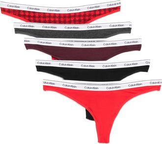 Calvin Klein logo-waistband thongs (pack of five) - Red