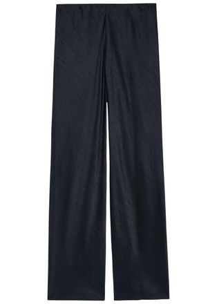 Vince Colette Wide-leg Satin Trousers - Navy - XL (UK16 / XL)