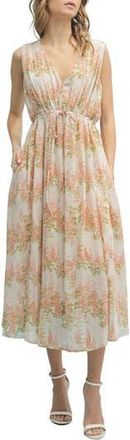 Wishlist Floral Sleeveless Midi Dress in Off White/Coral at Nordstrom Rack, Size Medium