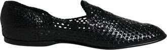 Dolce & Gabbana Black Woven Leather Slip On Loafers Mens Shoes (Pre-Owned)