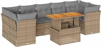 vidaXL Vidaxl - Set De Sof&aacute;s De Jard&iacute;n Y Cojines 8 Piezas Rat&aacute;n Sint&eacute;tico Beige