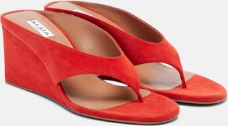 Alaia Ala&iuml;a Cube suede wedge thong sandals