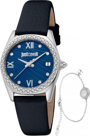 Just Cavalli Womens JC1L312L0015 Ladies Indomitable Animalier Watch and Bracelet Gift Set - Silver - One Size