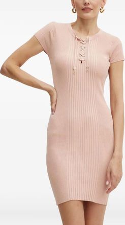 Guess Co Geribbelde mini-jurk met veters - Roze