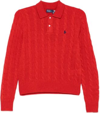 Ralph Lauren Polo Trui met Kabelsteek - Dames - Polos - Rood - L - Tops