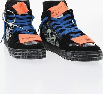 Off-white Suede High-Top Sneakers with Printed Details Off-White
