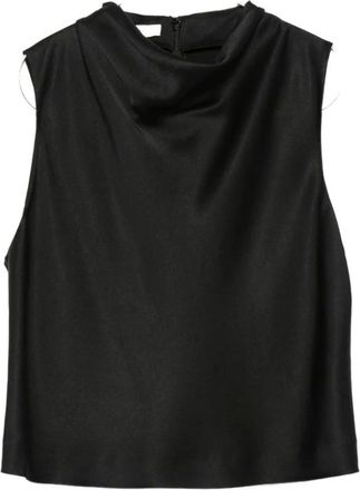 Vince Tops, Dames, Zwart, M, Top zonder mouwen met col