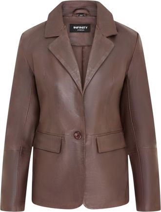 Infinity Leather Womens Soft Conker Brown Leather Blazer Jacket-Apeldoor