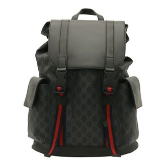 Gucci Black Gray Navy Red Color Gg Supreme Backpack (Pre-Owned)