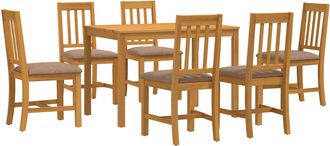 vidaXL Conjunto De Comedor 7 Uds. Gris Madera De Roble S&oacute;lido Vidaxl