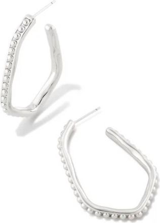 Kendra Scott Womens Lonnie Beaded Hoop Earrings In Silver