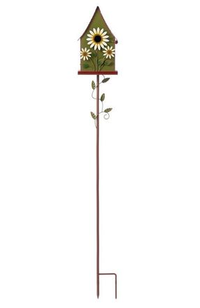 Glitzhome 52H Metal Daisy Decorative Garden Birdhouse with Stake in Green at Nordstrom, Size Large