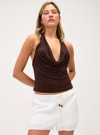 Twik Womens Crinkled elastic-waist mini short