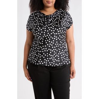 Renee C Cowl Neck Cap Sleeve Satin Top in Black at Nordstrom Rack, Size 2X