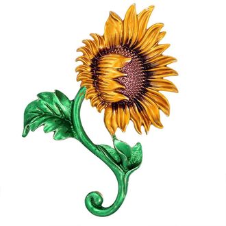 Generic Delicate Enamel Sunflower Daisy Brooches for Women Vintage Pearl Flower Plant Brooch Pin Lady Elegant Party Jewelry Multicoloured