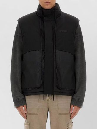 Represent quilted vest front pockets high collar