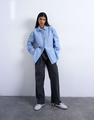 Topshop Camicia oversize blu a righe