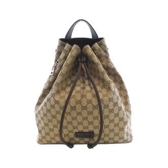 Gucci Beige Brown Gg Canvas Backpack (Pre-Owned)