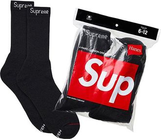 SUPREME x Hanes Crew Socks (4 Pack) Black SUP-SS18-569