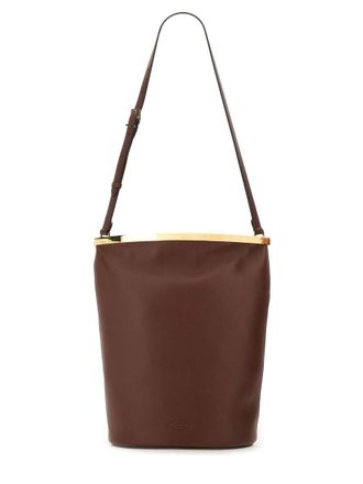 Tod's Womens Small Leather Bucket Bag Brown Shoulder