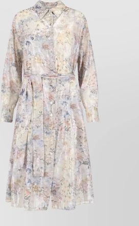 Golden Goose floral sequin waist tie long sleeve dress